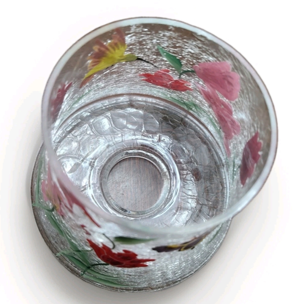 Yankee Candle Type Crackle Glass Jar topper Shade Butterfly, Tulips, Humingbird! - Picture 10 of 12